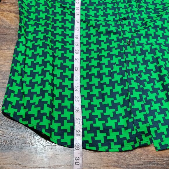 Michael MICHAEL KORS Green Geometric Pattern Button Up Long Sleeve Shirt Size 1X - Picture 8 of 9